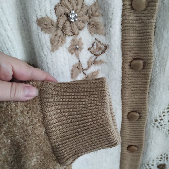 Vtg.MOFFI fall lined cardigan jacket sweaterembroidery & p - Picture 6 of 11